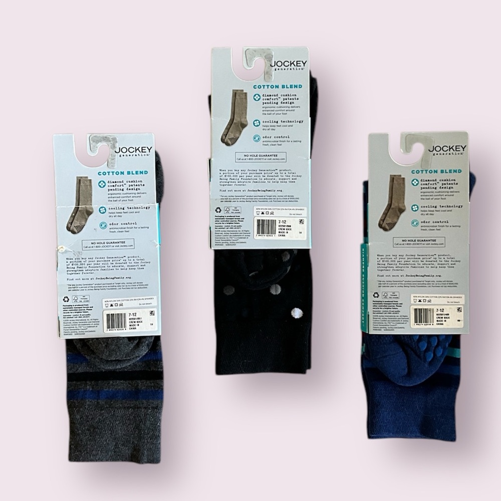 Jockey Men's Assorted Socks ~ Blue, Black, Gray - Picture 3 of 3